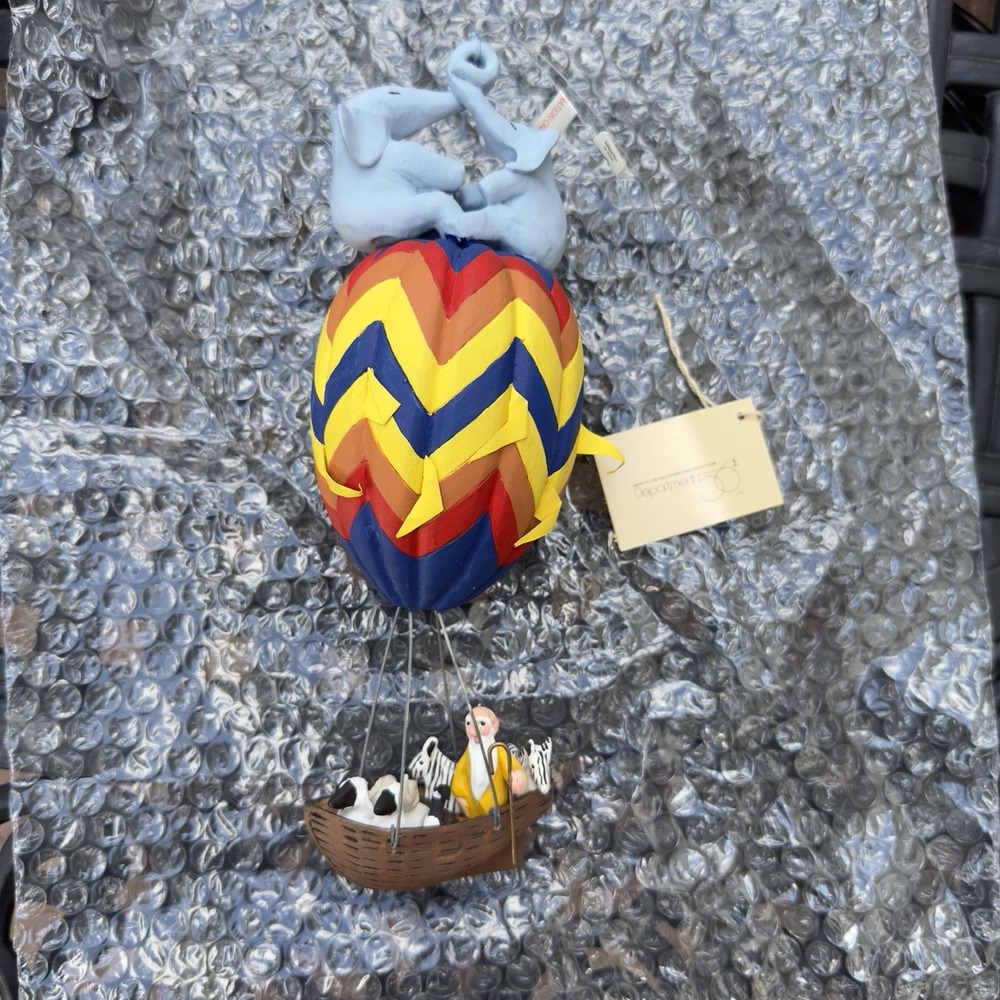 Vtg 90s Dept 56 Noahs Ark Hot Air Balloon Large Ornament Christmas Jesus Animals